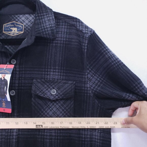 Freedom Foundry Men Dark Gray Black Plaid Shirt Size M - Picture 7 of 16